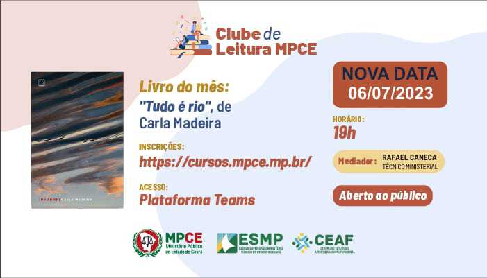 CLUBE DE LEITURA MPCE - TUDO É RIO, CARLA MEDEIRA - Nº 22