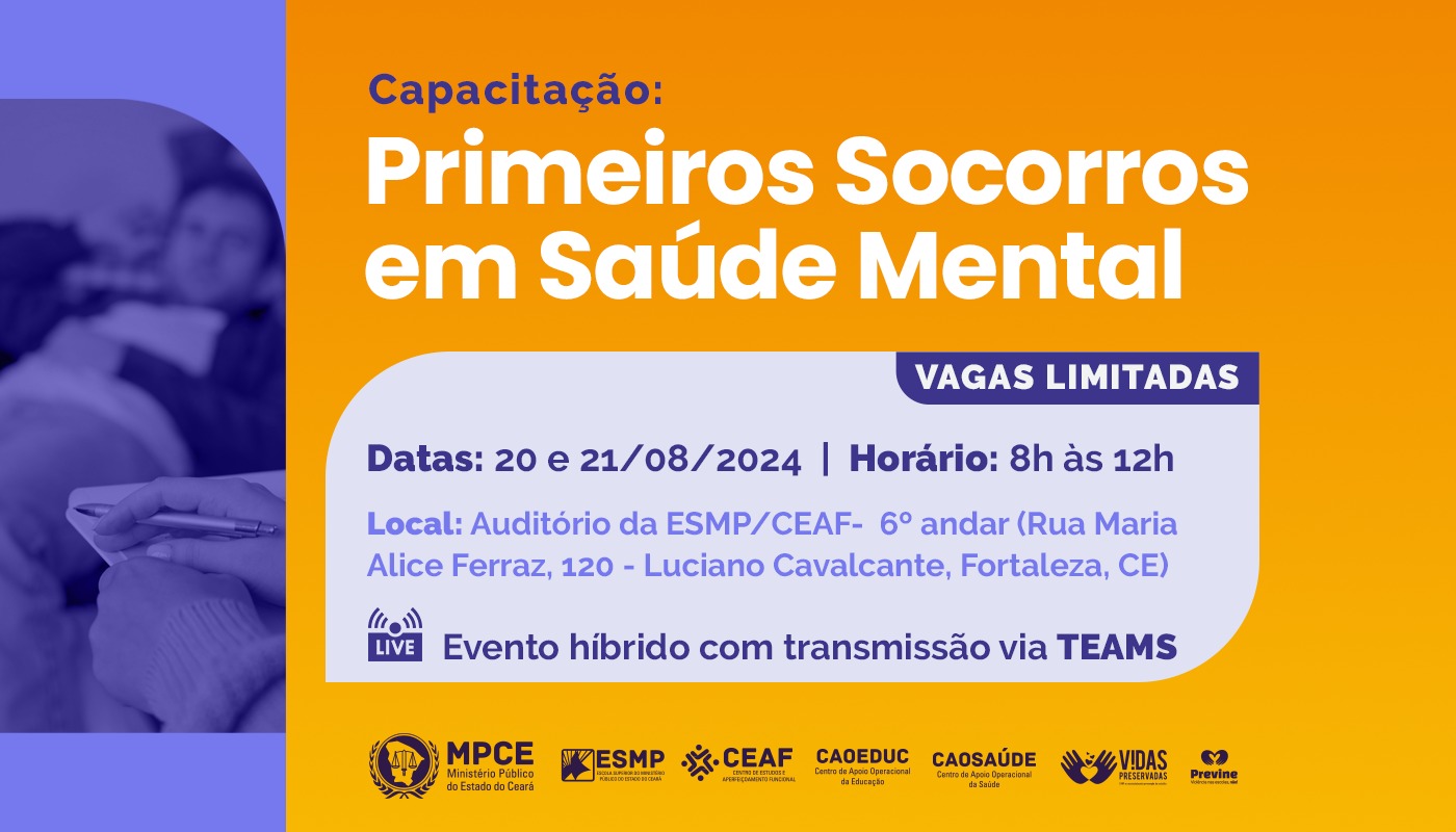 CAPACITAÇÃO: PRIMEIROS SOCORROS EM SAÚDE MENTAL
