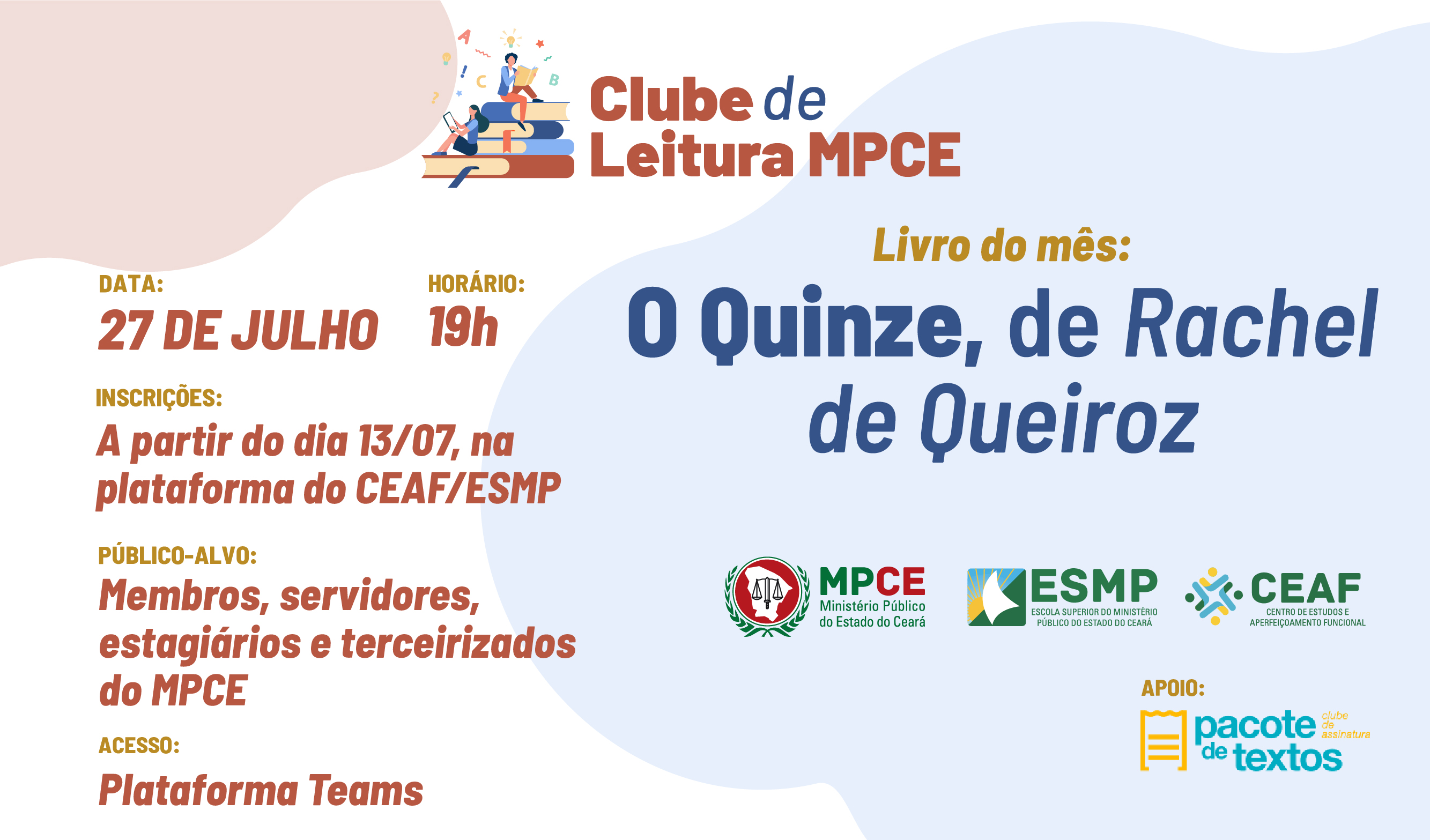 CLUBE DE LEITURA DO MPCE - O QUINZE - RACHEL DE QUEIROZ - Nº 1
